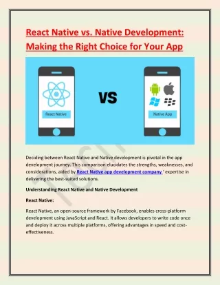 React Native vs. Native Development-Making the Right Choice for Your App
