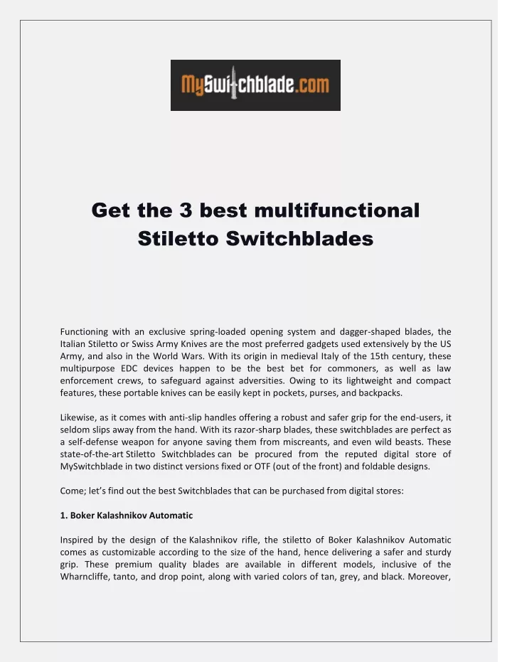 get the 3 best multifunctional stiletto