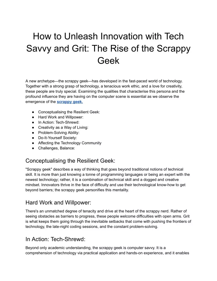 how to unleash innovation with tech savvy