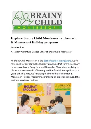 Montessori Holiday programs