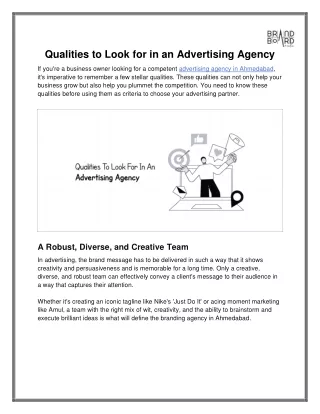 Boost Your Brand with an Advertising Agency that Has These Qualities