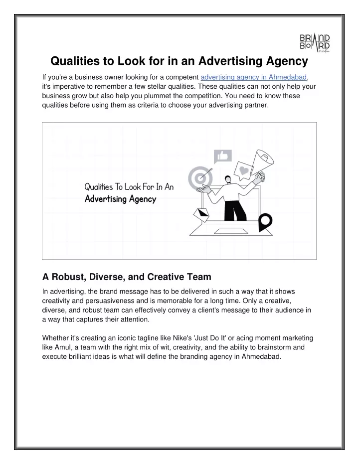 qualities to look for in an advertising agency
