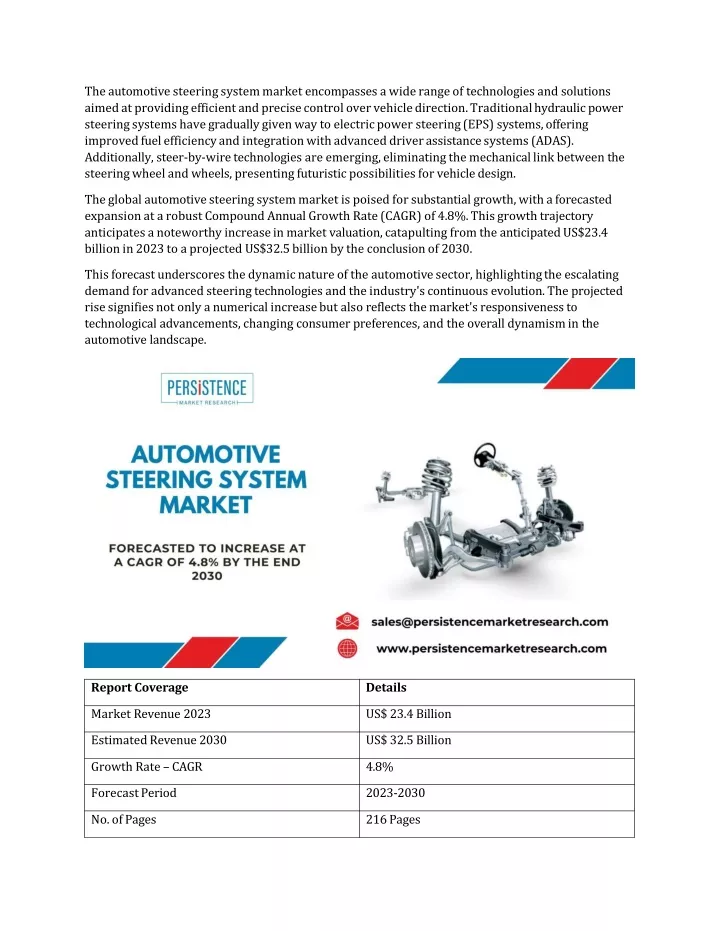 the automotive steering system market encompasses