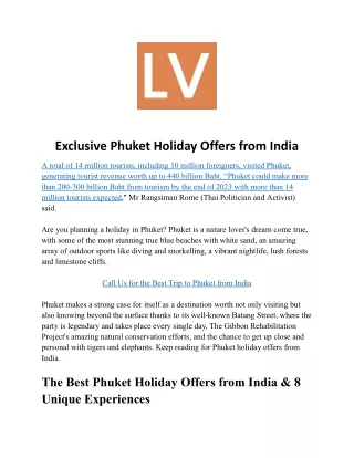 Exclusive Phuket Holiday Offers from India