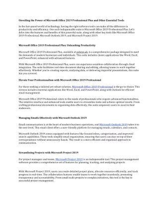 Unveiling the Power of Microsoft Office 2019 Professional Plus and Other Essenti