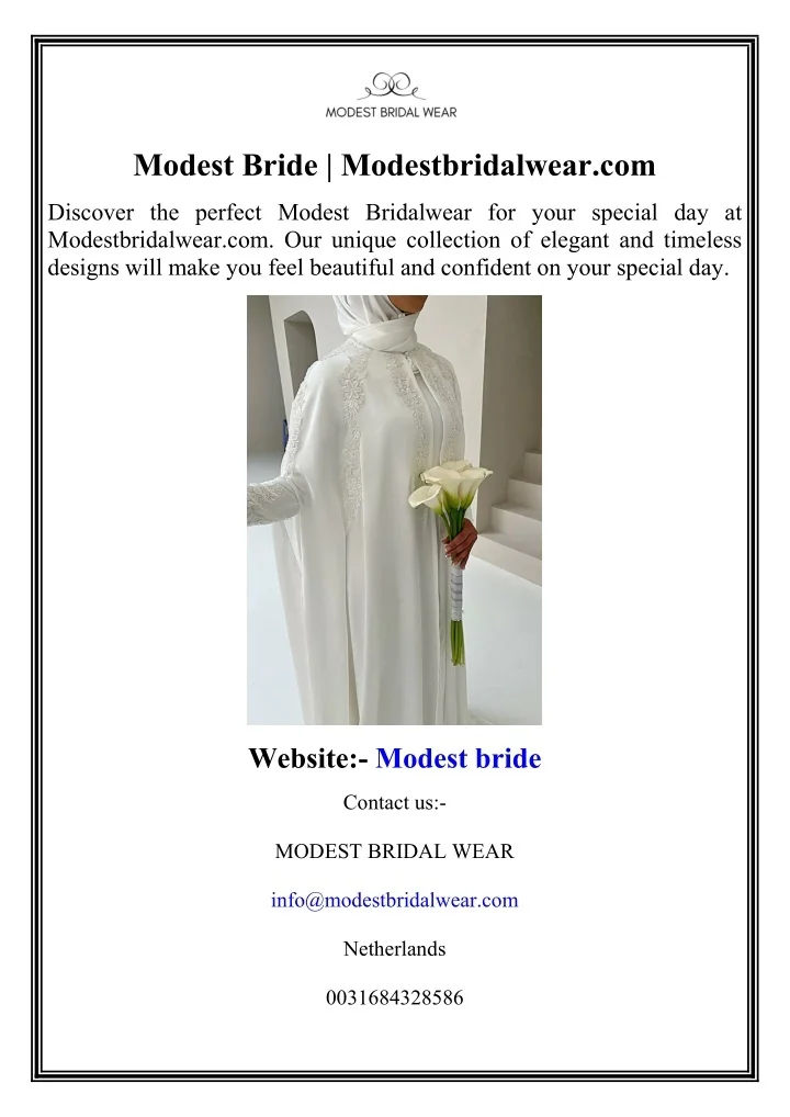 PPT - Modest Bride Modestbridalwear.com PowerPoint Presentation, free ...