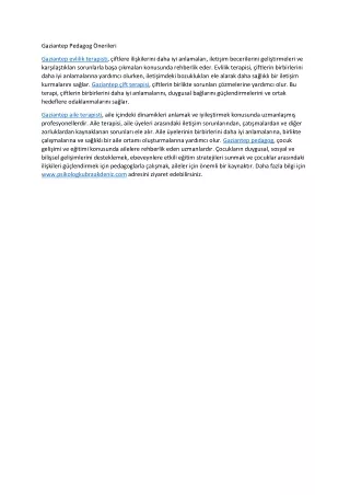 gaziantep pedagog nerileri