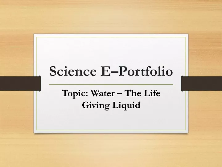 science e portfolio