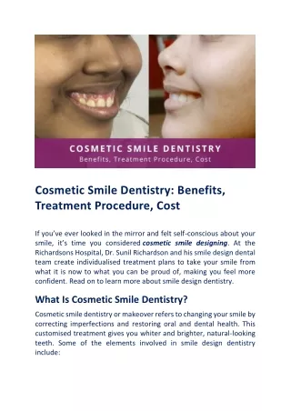 What Is Cosmetic Smile Designing? | Richardsons Hospital