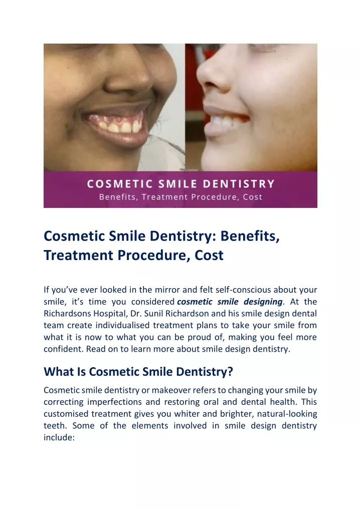 cosmetic smile dentistry benefits treatment