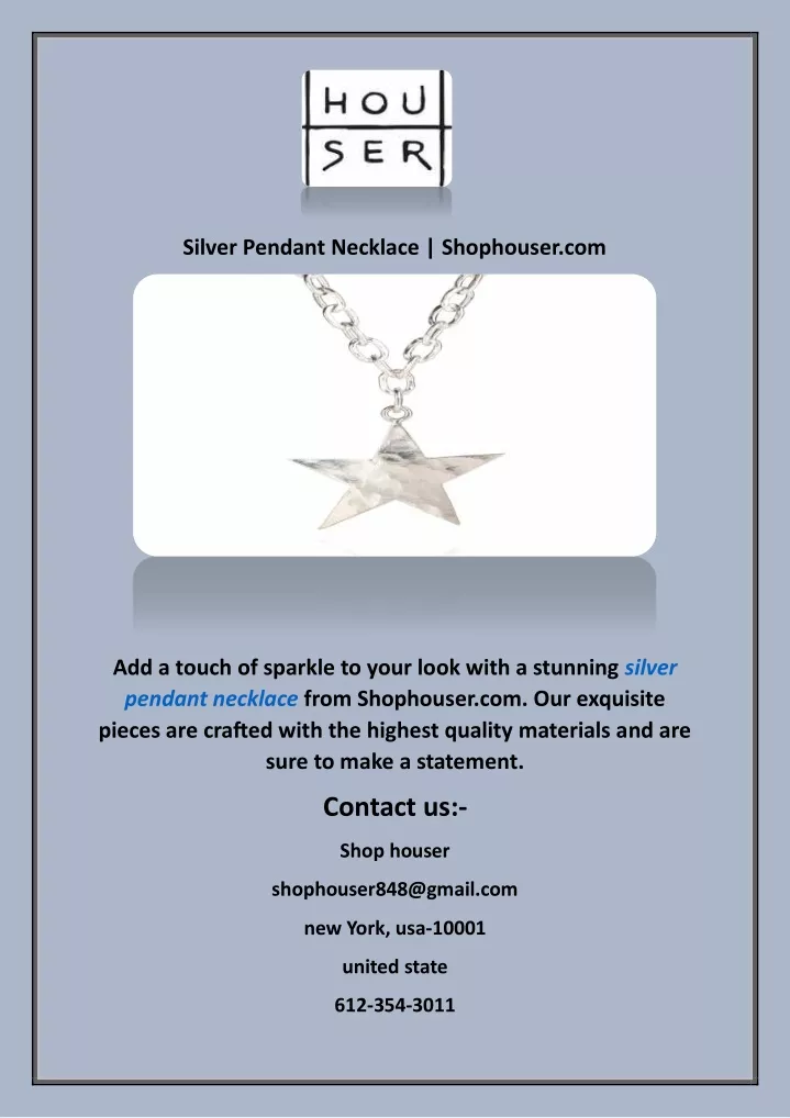 silver pendant necklace shophouser com