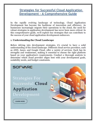 Strategies for Successful Cloud Application Development