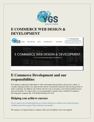 E COMMERCE WEB DESIGN AND DEVELOPMENT