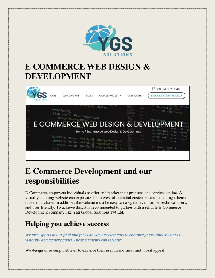 e commerce web design development