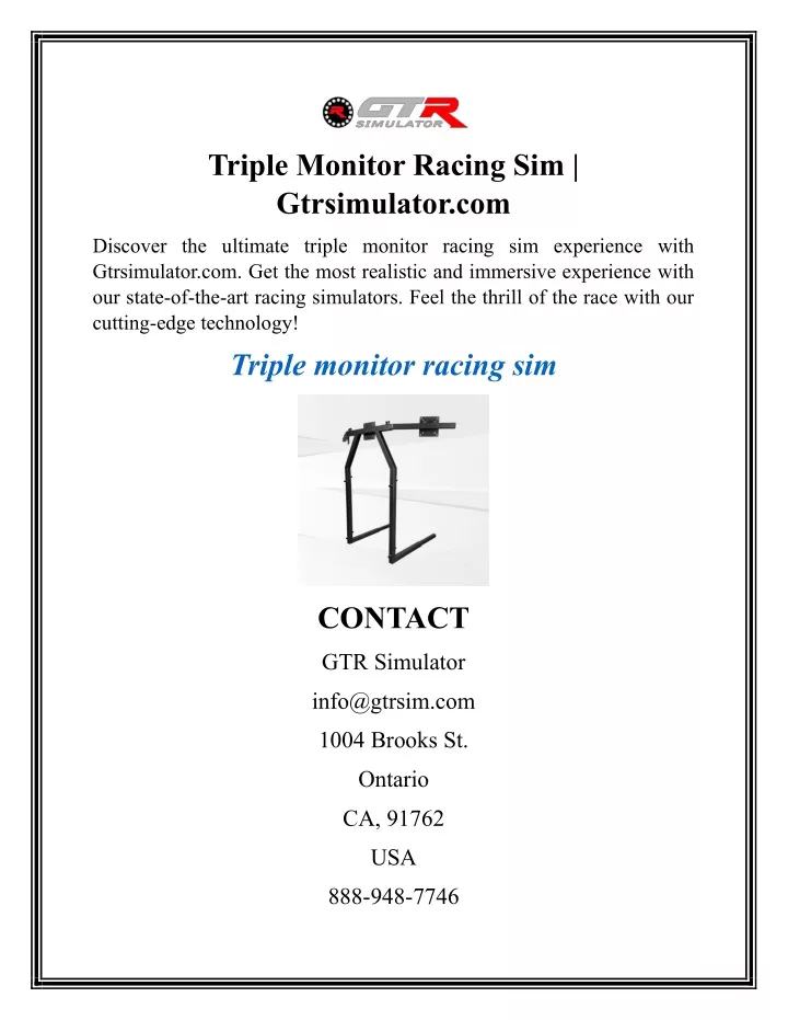 triple monitor racing sim gtrsimulator com