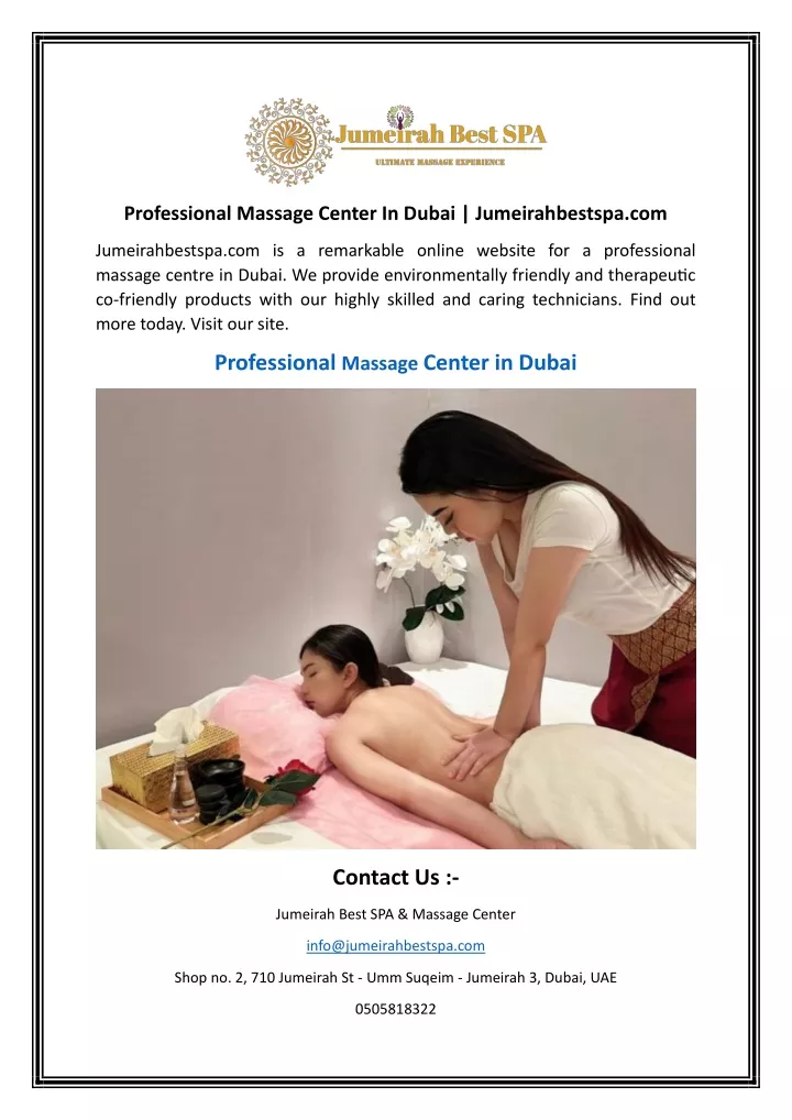 professional massage center in dubai