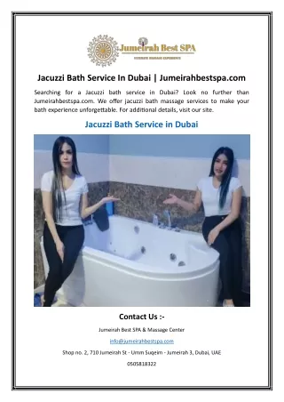 Jacuzzi Bath Service In Dubai