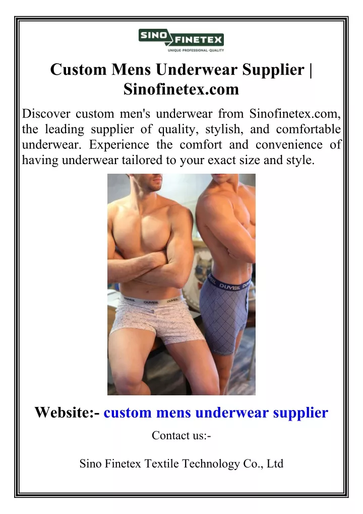 custom mens underwear supplier sinofinetex com