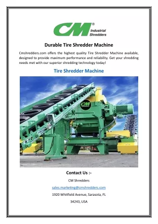 Durable Tire Shredder Machine