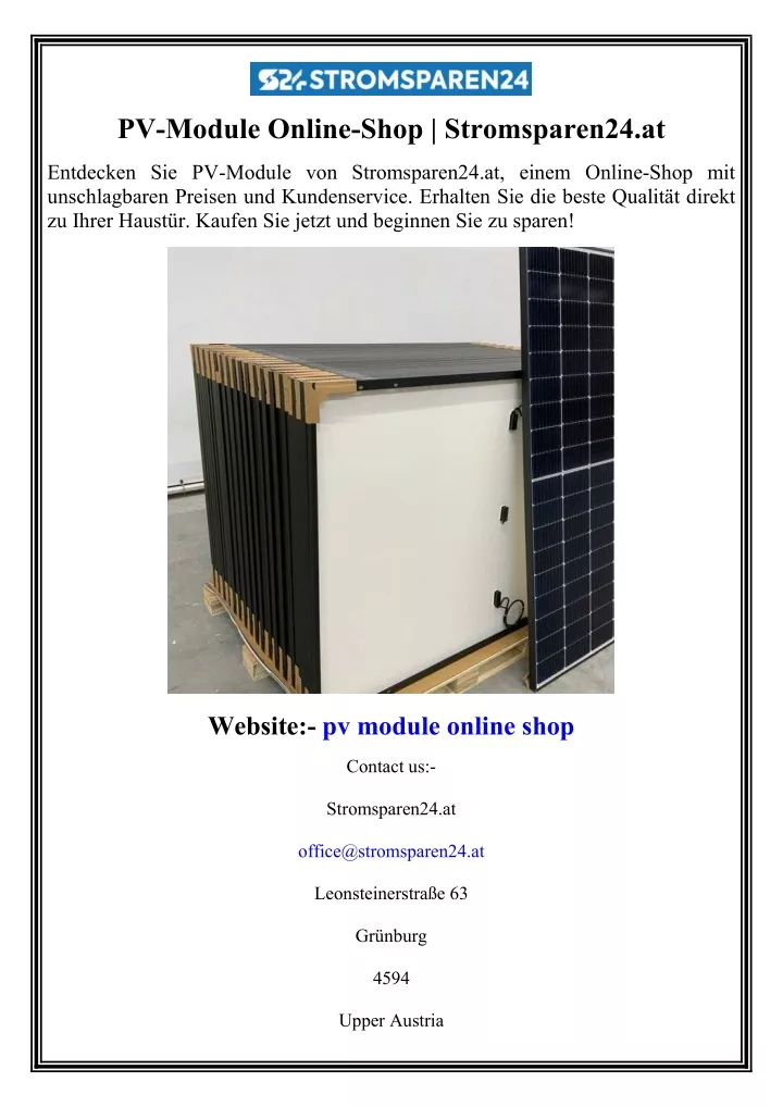 pv module online shop stromsparen24 at