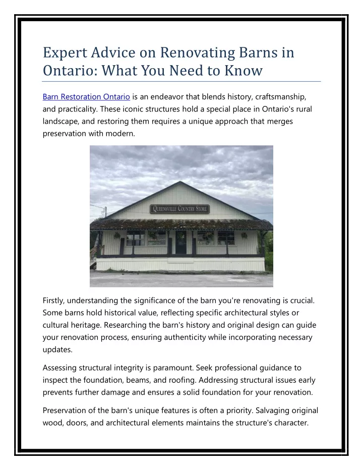 expert advice on renovating barns in ontario what