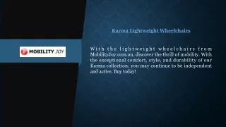 Karma Lightweight Wheelchairs Mobilityjoy.com.au