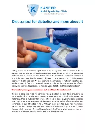 Diet control for diabetics and more about it