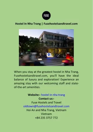Hostel In Nha Trang  Fusehostelsandtravel.com