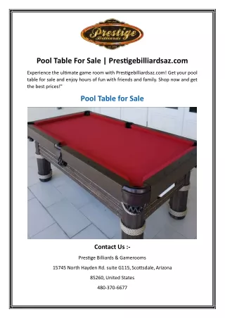 Pool Table For Sale