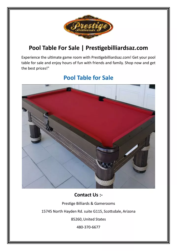 pool table for sale prestigebilliardsaz com