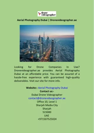 Aerial Photography Dubai  Dronevideographer.ae