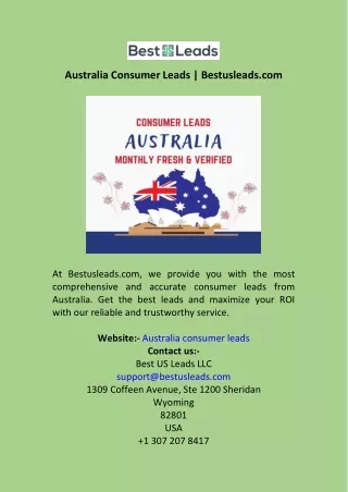 Australia Consumer Leads  Bestusleads.com