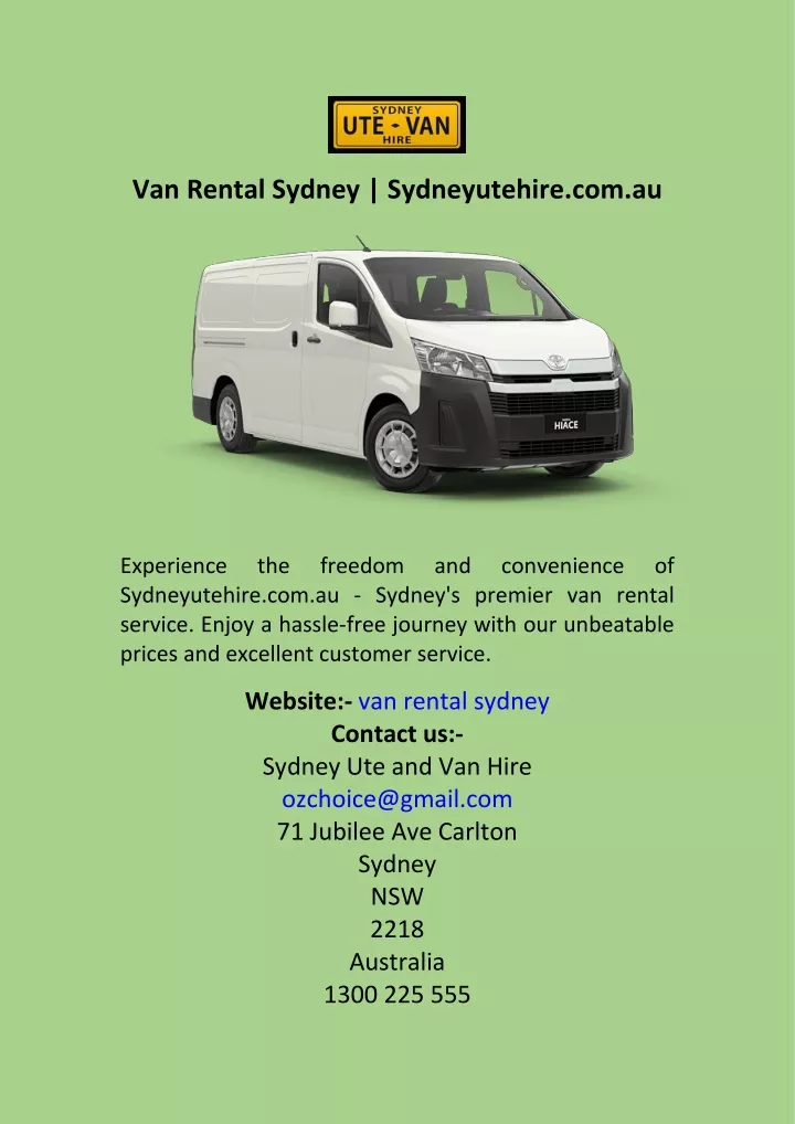 PPT Van Rental Sydney PowerPoint Presentation