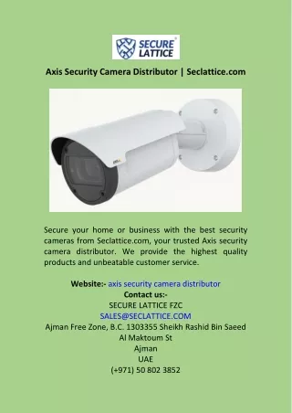 Axis Security Camera Distributor  Seclattice.com