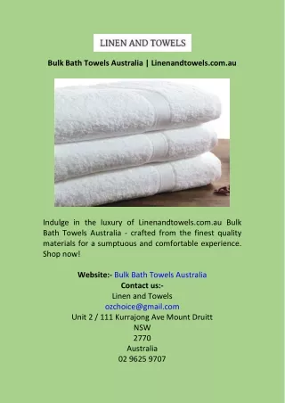 Bulk Bath Towels Australia  Linenandtowels.com.au