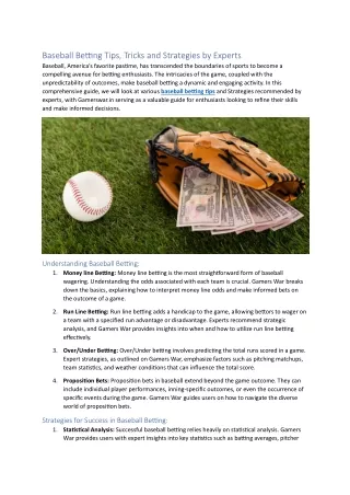Baseball Betting Tips, tricks and Strategies by Experts