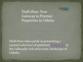 DialUrban: Your Gateway to Premier Properties in Odisha