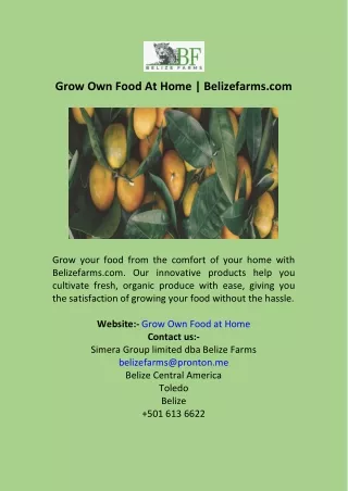 Grow Own Food At Home  Belizefarms.com