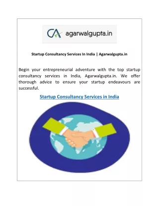 Startup Consultancy Services In India Agarwalgupta.in