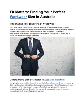 Fit Matters: Finding Your Perfect Workwear Size in Australia
