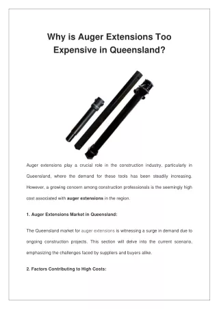 Why is Auger Extensions Too Expensive in Queensland?