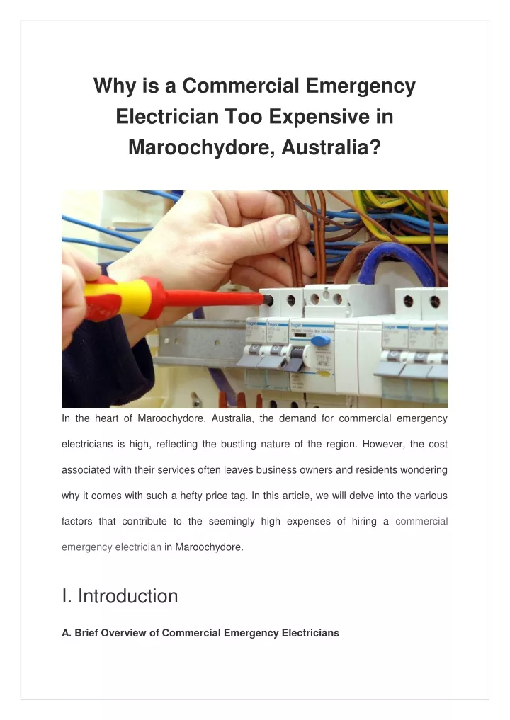 why is a commercial emergency electrician