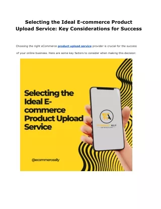 Selecting the Ideal E-commerce Product Upload Service_ Key Considerations for Success
