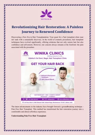 Revolutionizing Hair Restoration A Painless Journey to Renewed Confidence