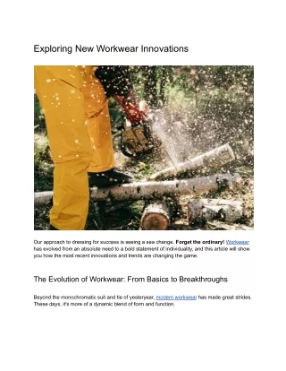 Exploring New Workwear Innovations