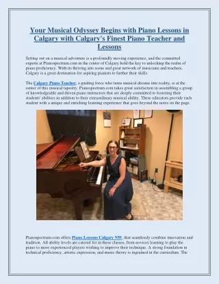 Your Musical Odyssey Begins with Piano Lessons in Calgary with Calgary's Finest Piano Teacher and Lessons