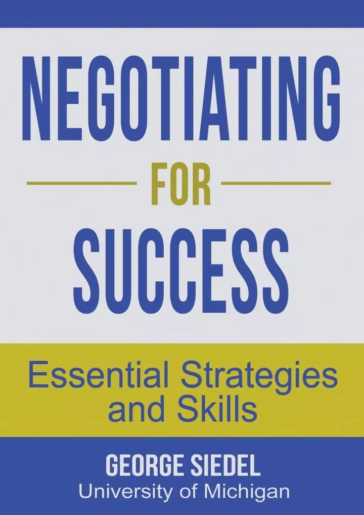 negotiating for success essential strategies