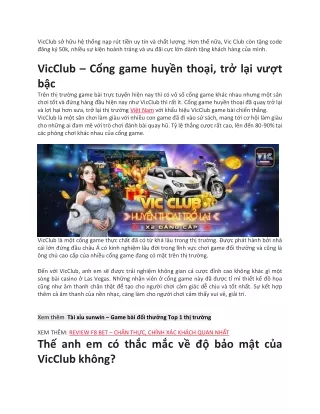 VicClub Choi bai ca cuoc luon tay, nhan tien lien tay