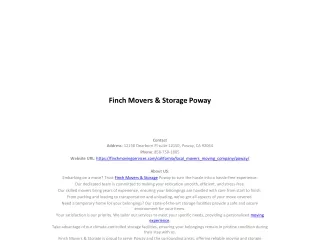 Finch Movers & Storage Poway