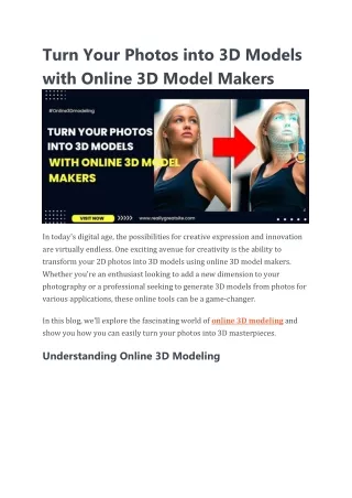 turn your photos into 3d models with online